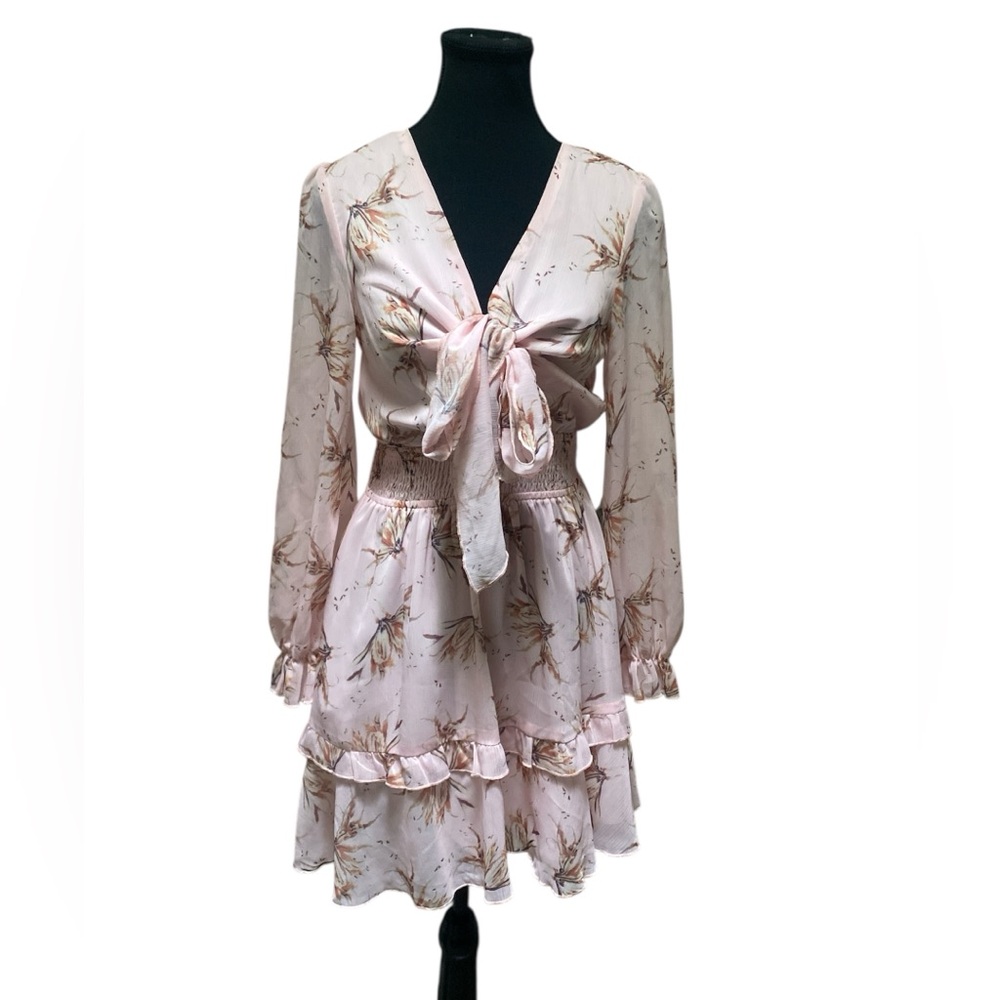 PrettyGarden  Pink Floral Long Sleeve Dress GUC S